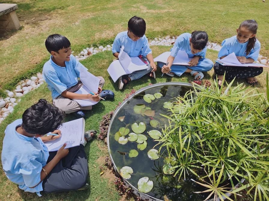 Student sitting in a circle